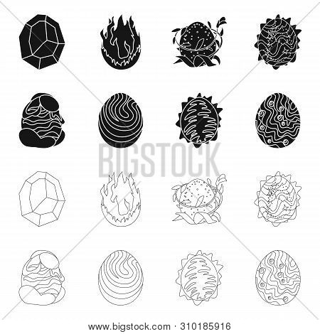 Vector Illustration Of Animal And Prehistoric Symbol. Set Of Animal And Cute Stock Vector Illustrati