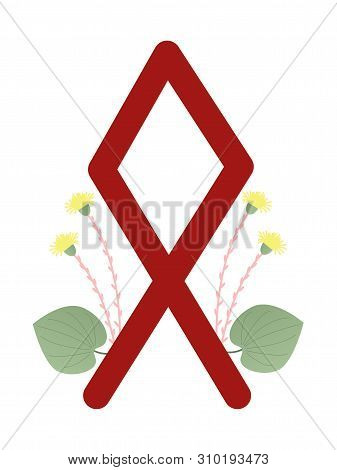Fleece Scandinavia. Illustration Of The Runes Othila Othal . The Symbol Of The Letter Futhark. Spiri