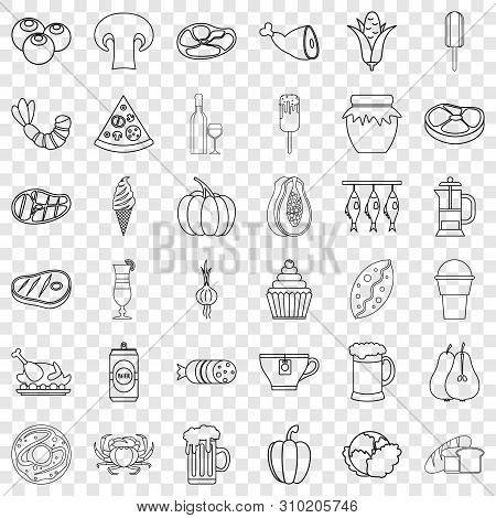 Pretzel Icons Set. Outline Style Of 36 Pretzel Vector Icons For Web For Any Design