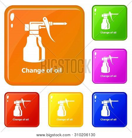 Change Oil Icons Set Collection Vector 6 Color Isolated On White Background