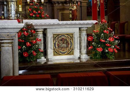 Piekary Slaskie Poland May 26, 2019.: The Interior Of The Basilica Of Our Lady Of Piekary With A Vie