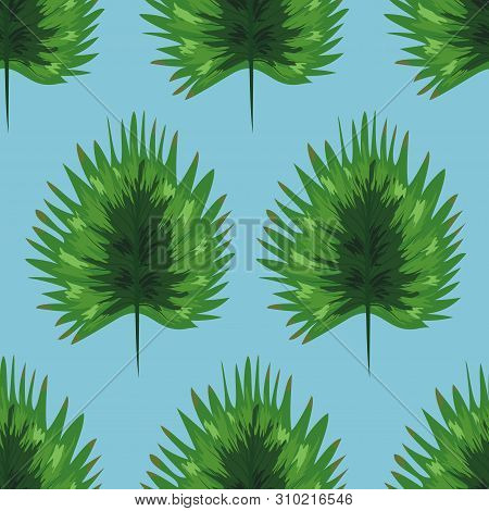 Seamless Vintage Floral Pattern. Exotic Leaves. Botanical Classic Illustration. Green