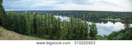 The Panoramic View From 40 Meters High Artificially Built Mound Of Neman River In Birstonas Resort T