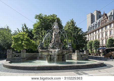 Frankfurt, Germany. July 2019.  The Frankfurter Märchenbrunnen Fiuntain