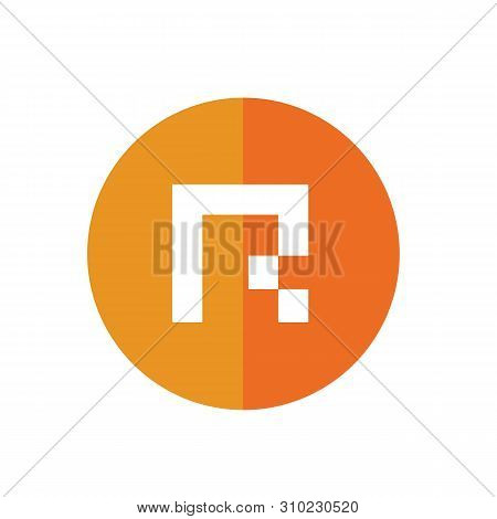 Alphabet R With Orange Circle, Flat Icon Design - Vector