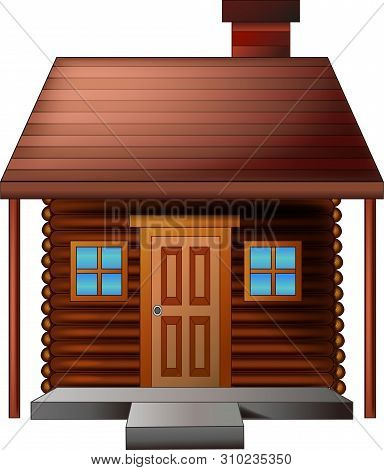 Funny Brown Wood House Cartoon For Your Design