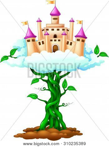 Funny Castle On The Green Tree Cartoon For Your Design