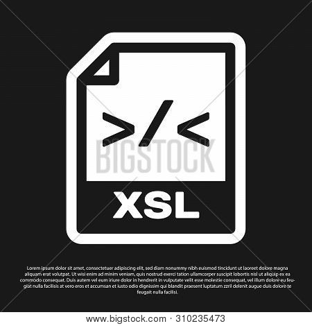 Black Xsl File Document Icon. Download Xsl Button Icon Isolated On Black Background. Excel File Symb
