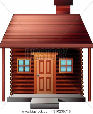 Funny Brown Wood House Cartoon For Your Design
