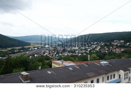 GEMUNDEN, GERMANY - JULY 11, 2018: Gemunden am Main is a town in the Main-Spessart district in the Regierungsbezirk of Lower Franconia in Bavaria, Germany