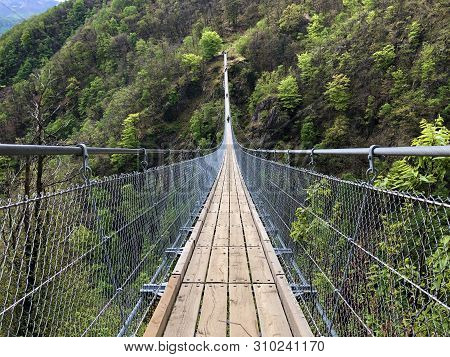 Tibetan Bridge Carasc Or Ponte Tibetano Valle Di Sementina Or Tibetische Brucke Carasc, Monte Carass
