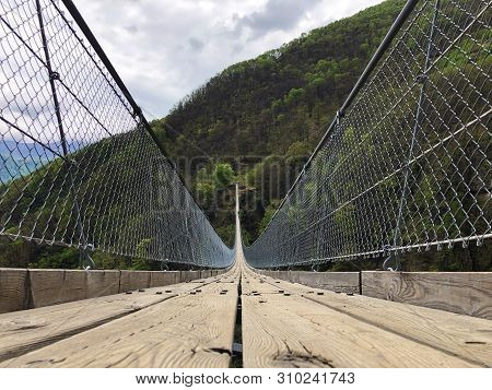 Tibetan Bridge Carasc Or Ponte Tibetano Valle Di Sementina Or Tibetische Brucke Carasc, Monte Carass