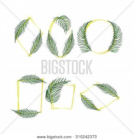 Tropical Leaves Frame Set, Jungle Palm Exotic Leaf
