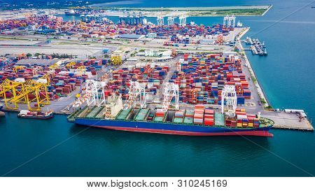 Shipping Unloading Container Cargo Terminal Port On The Sea Business Services Transportation Import 