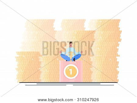 Wealth. Successful Businessman. Financial Independence. Effective Management. Vector Illustration. -