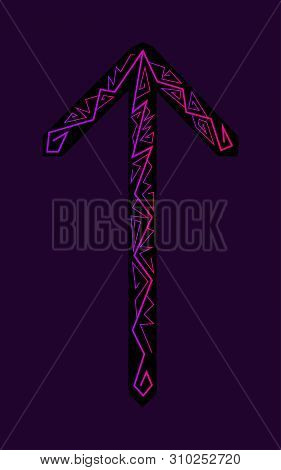 Rune Teiwaz. Ancient Scandinavian Runes. Runes Senior Futarka. Magic, Ceremonies, Religious Symbols.