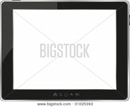 Ipad คอมพิวเตอร์แท็บเล็ตทั่วไปสีดำบนพื้นหลังสีขาว