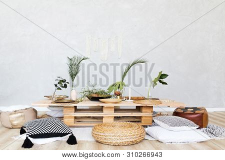Beautiful Interior Of The Living Room In The Style Of Boho