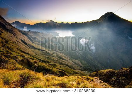 Sembalun Creater Rim Of The Mount Rinjani Or Gunung Rinjani. Lombok - Indonesia.
