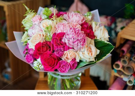 The Most Beautiful Bouquet Of Flowers From Anemone Rose Ranunculus Mattiola Tulip Eucalyptus Narciss