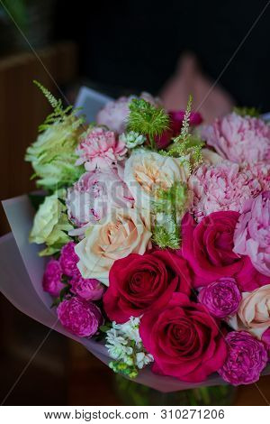 The Most Beautiful Bouquet Of Flowers From Anemone Rose Ranunculus Mattiola Tulip Eucalyptus Narciss