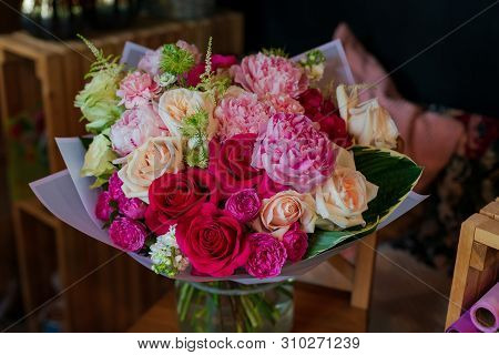 The Most Beautiful Bouquet Of Flowers From Anemone Rose Ranunculus Mattiola Tulip Eucalyptus Narciss