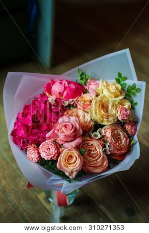 The Most Beautiful Bouquet Of Flowers From Anemone Rose Ranunculus Mattiola Tulip Eucalyptus Narciss