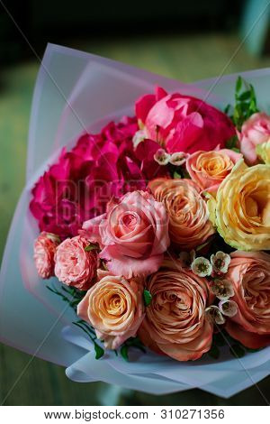 The Most Beautiful Bouquet Of Flowers From Anemone Rose Ranunculus Mattiola Tulip Eucalyptus Narciss