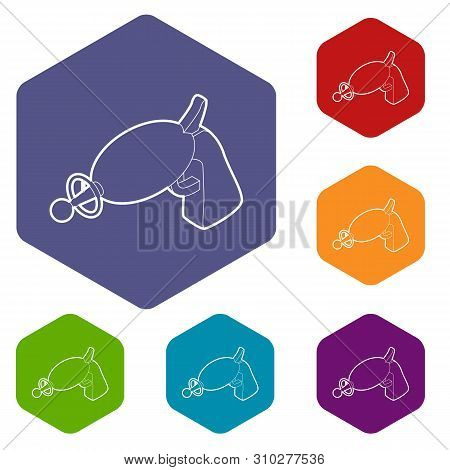 Alien Weapon Toy Icons Vector Colorful Hexahedron Set Collection Isolated On White