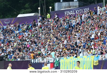 Kyiv, Ukraine - May 26, 2018: People Enjoy Watching The Uefa Women Champions League Final 2018 Game 
