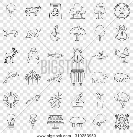 Flower Icons Set. Outline Style Of 36 Flower Vector Icons For Web For Any Design