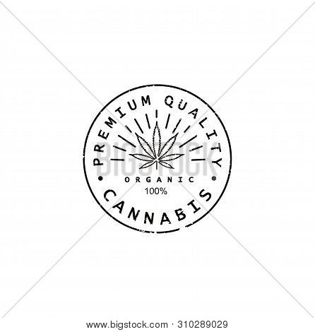Cannabis, Pot Leaf, Hemp In Circle Shape Logo Design Inspirations Ventage