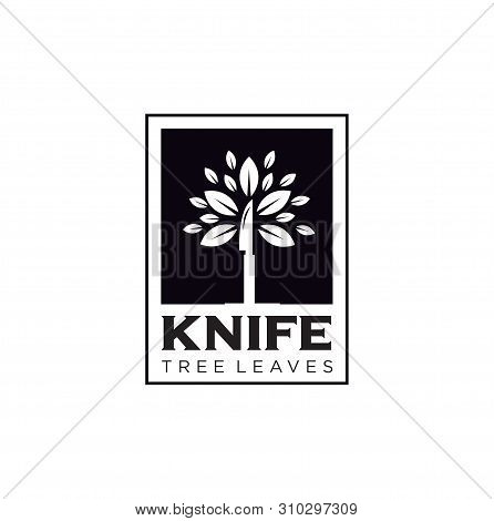 Frame Of Tree & Knife Silhouette Logo Design Inspiration