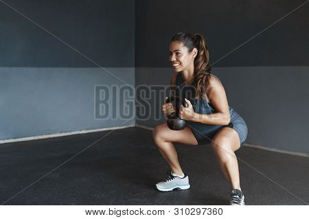 Girl Prepare Body Good Shape, Lead Active Lifestyle, Determined Gain Strong Muscles, Sportswoman Per