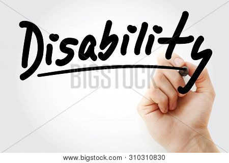 Disability Text With Marker, Health Concept Background