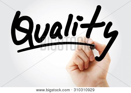 Quality Text With Marker, Business Concept Background