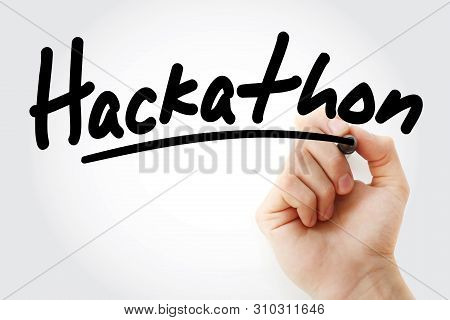 Hackathon Text With Marker, Business Concept Background
