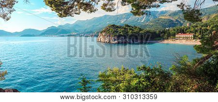 Panoramic View From The Park Milocer, On A Beautiful Beach Near The Villa Milocer On The Coastline O