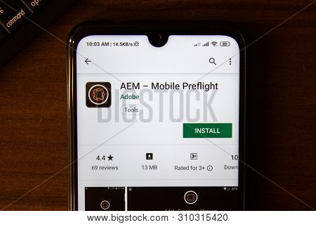 Ivanovsk, Russia - July 07, 2019: Aem - Mobile Prelight App On The Display Of Smartphone Or Tablet