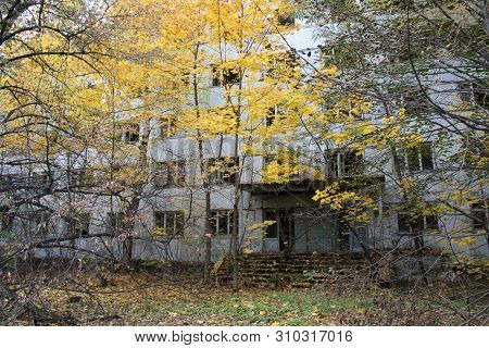 View Of Soviet Building In Pripyat Town In Chernobyl Exclusion Zone