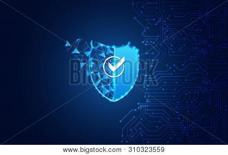 Data Security System, Information Or Network Protection. Cyber Security And Data Protection. Shield 