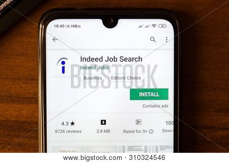 Ivanovsk, Russia - June 26, 2019: Indeed Job Search App On The Display Of Smartphone Or Tablet.