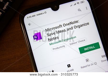 Ivanovsk, Russia - July 07, 2019: Microsoft Onenote App On The Display Of Smartphone Or Tablet
