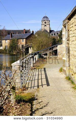 Sarthe river bank at Alençon in France