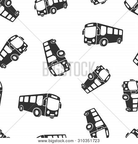 School Bus Icon Seamless Pattern Background. Autobus Vector Illustration On White Isolated Backgroun