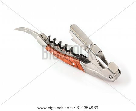 Sommelier Knife With Corkscrew And Bottle Opener In Unfolded State, Professionsl Waiter Knife, Close