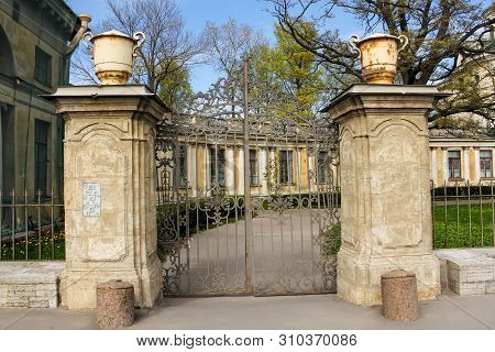 St. Petersburg, Russia - 20 May, Old Gate Cottages Bezborodko, 20 May, 2017.
Restored Buildings Of T
