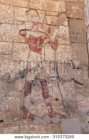Scene From Abydos Temple In Madfuna, Egypt