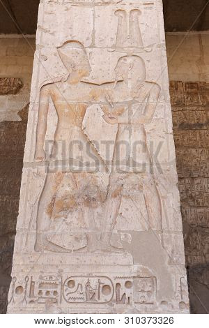 Scene From Abydos Temple In Madfuna, Egypt