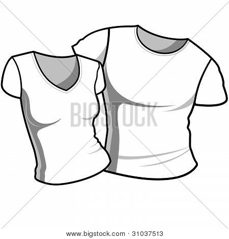 ベクトルの白い t シャツ。男性と女性。
